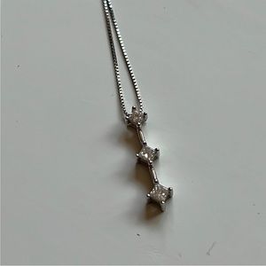 TWO 3/4 carat princess cut natural diamond pendant 10k white gold